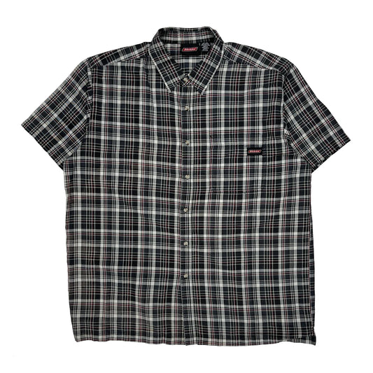 Dickies Checked Short Sleeve Shirt - XL Black Cotton Blend