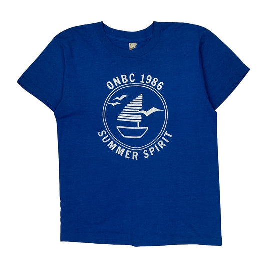 Summer Spirit Screen Stars Single Stitch T-Shirt - Large Blue Cotton Blend