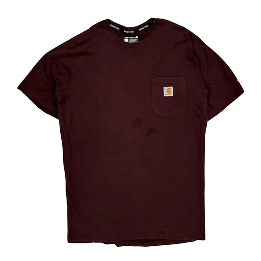 Carhartt T-Shirt - Large Burgundy Cotton