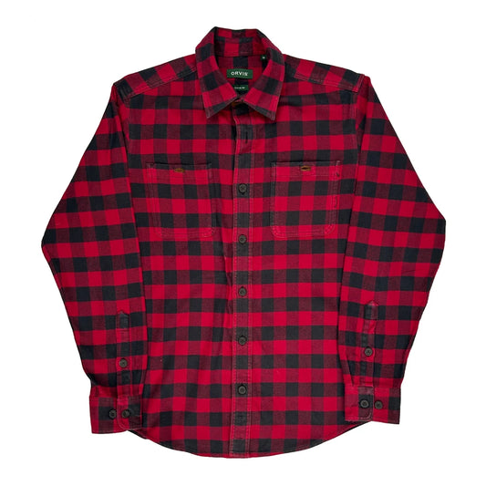 Orvis Checked Flannel Shirt - Medium Red Cotton