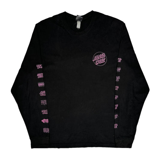 Santa Cruz Spellout Long Sleeve T-Shirt - Large Black Cotton