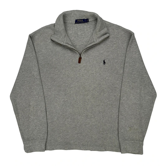 Vintage Polo By Ralph Lauren 1/4 Zip - Large Grey Cotton