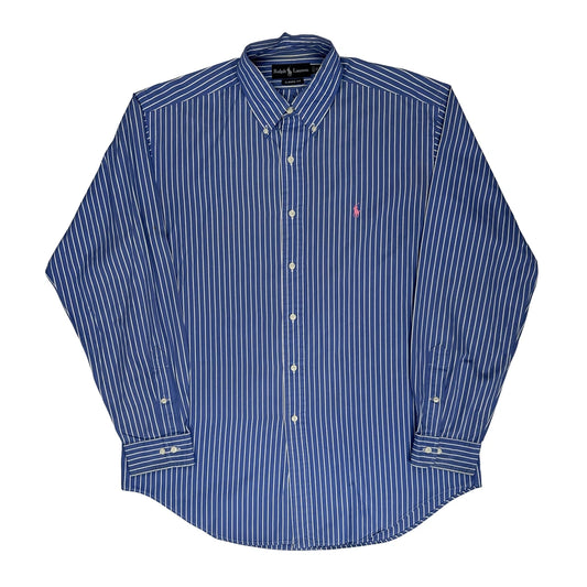 Classic Fit Ralph Lauren Striped Shirt - Large Blue Cotton