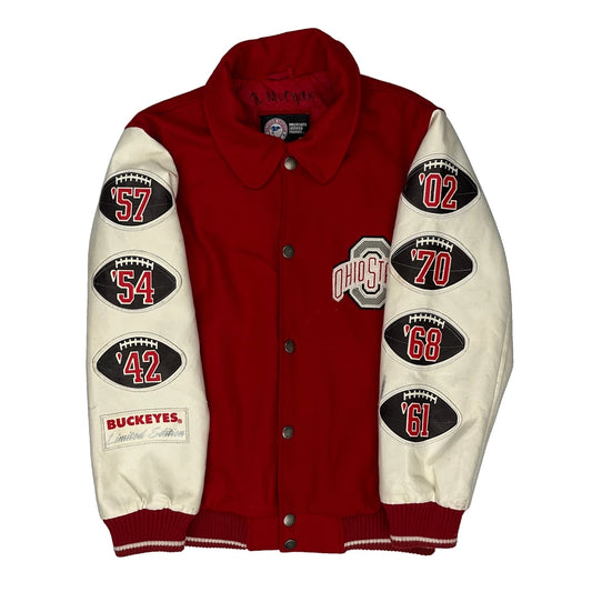 Vintage Age 12-14 Giii Ohio State Buckeyes Varsity Jacket - Medium Red Polyester