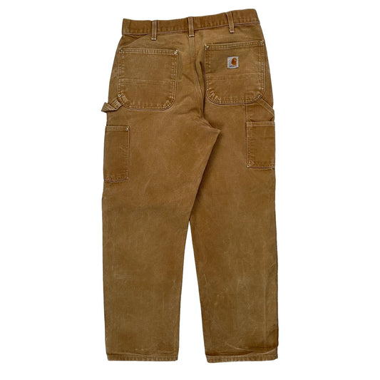 Made In USA Carhartt B01 Brn Double Knee Carpenter Trousers - 30W 30L Brown Cotton