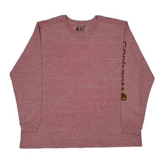 Carhartt Long Sleeve T-Shirt - 2XL Red Cotton Blend