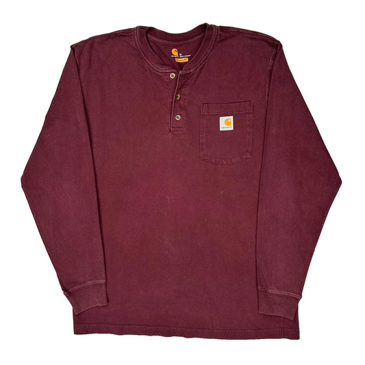 Carhartt Long Sleeve T-Shirt - Medium Burgundy Cotton