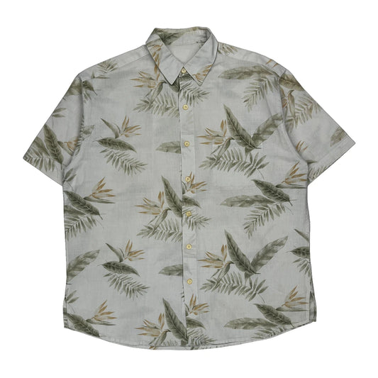 Unbranded Floral Hawaiian Shirt - Large Beige Cotton