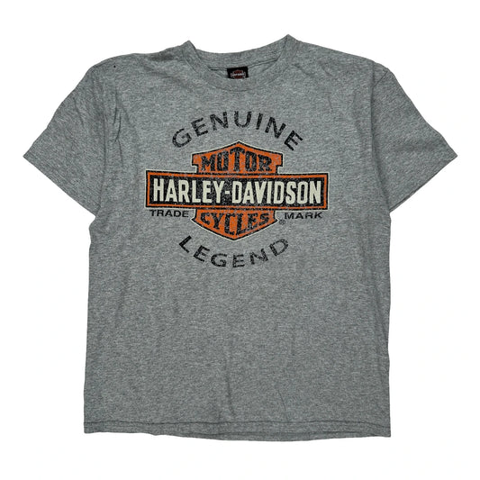 Age 8-10 Harley Davidson Graphic T-Shirt - Medium Grey Cotton