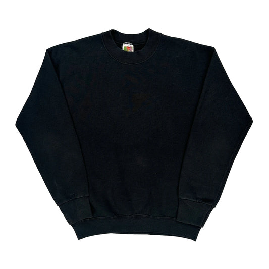 90S Blank Fruit Of The Loom Sweatshirt - Medium Black Cotton Blend