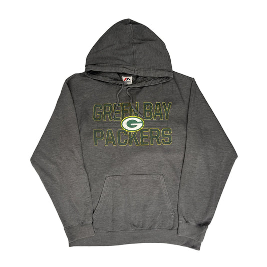 Green Bay Packers Majestic Nfl Hoodie - Large Grey Cotton Blend