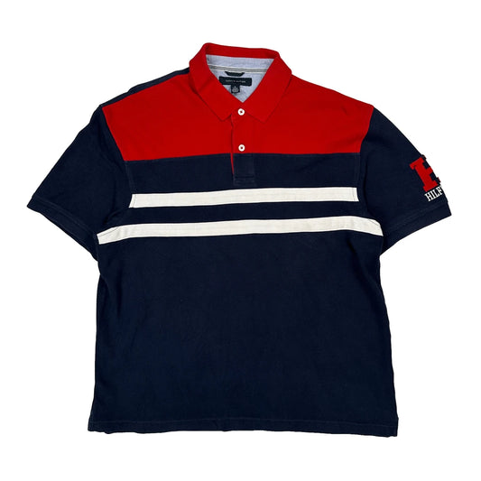 Tommy Hilfiger Striped Polo Shirt - XL Navy Cotton