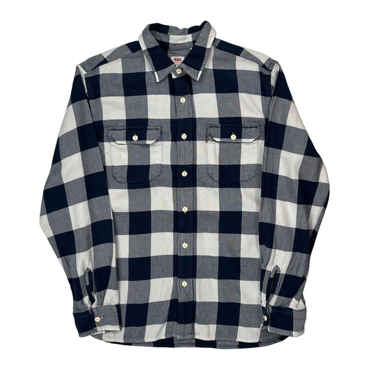 Vintage Levis Checked Flannel Shirt - Large Black & White Cotton