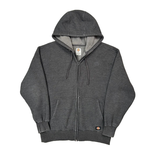 Vintage Dickies Full Zip Hoodie - XL Grey Cotton Blend