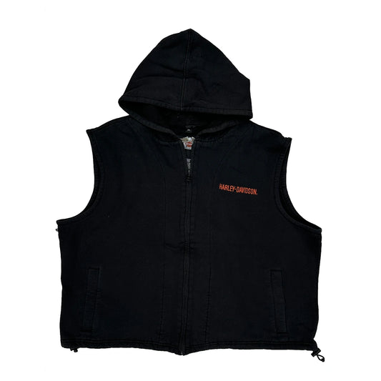 Vintage Harley Davidson Gilet - 2XL Black Cotton