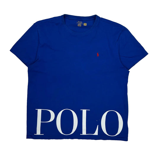 Vintage Polo By Ralph Lauren Spellout T-Shirt - Large Blue Cotton