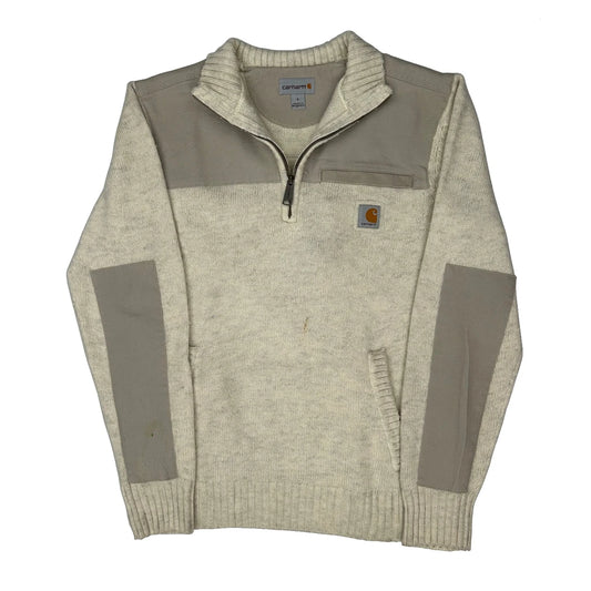 Carhartt 1/4 Zip - Small Cream Cotton Blend
