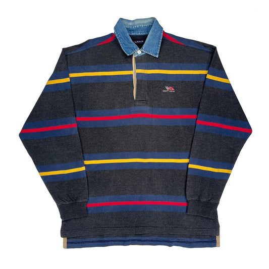 Gant Striped Rugby Shirt - Medium Grey Cotton