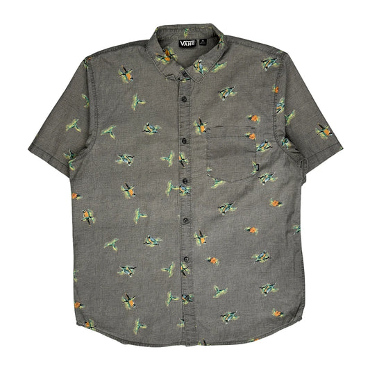 Vans Floral Hawaiian Shirt - XL Grey Cotton