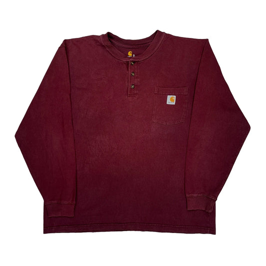 Vintage Carhartt Long Sleeve T-Shirt - XL Burgundy Cotton