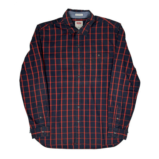 Vintage Levis Checked Shirt - XL Navy Cotton