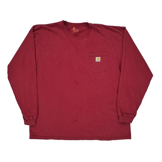 Carhartt Long Sleeve T-Shirt - 2XL Red Cotton