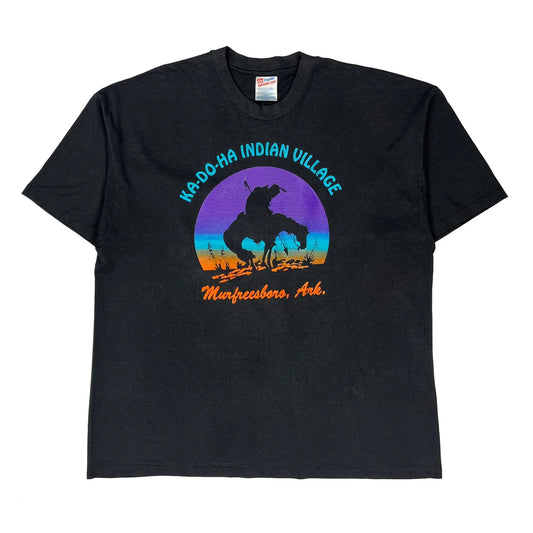 Ka-Do-Ha Indian Village Hanes Single Stitch T-Shirt - 2XL Black Cotton Blend