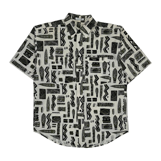 Christian Dior Short Sleeve Shirt - Large Black & White Cotton