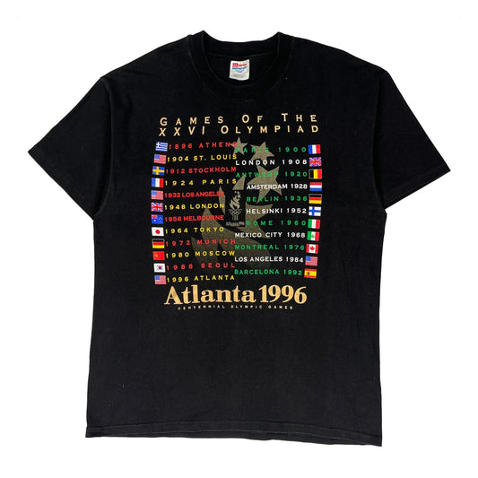 Atlanta 1996 Olympics Hanes Single Stitch T-Shirt - XL Black Cotton
