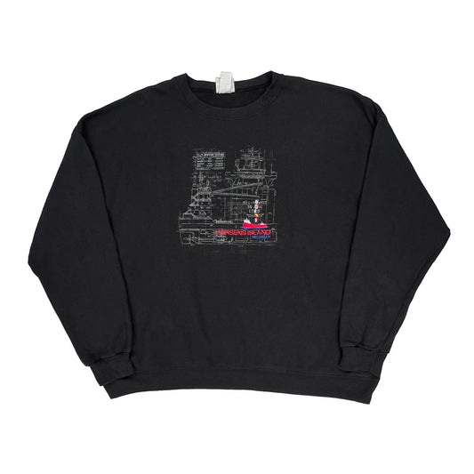 Harsens Island Gildan Graphic Sweatshirt - 3XL Black Cotton