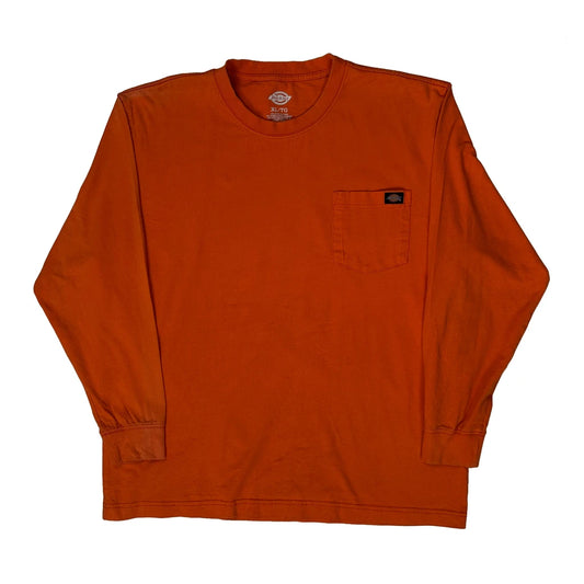 Vintage Dickies Long Sleeve T-Shirt - XL Orange Cotton