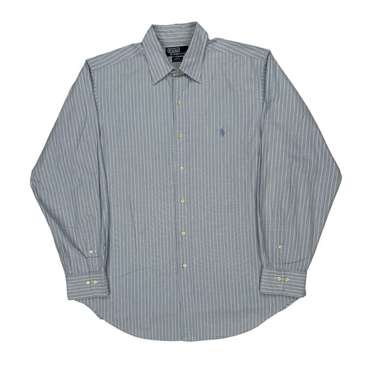 Vintage Polo By Ralph Lauren Striped Shirt - Large Blue Cotton