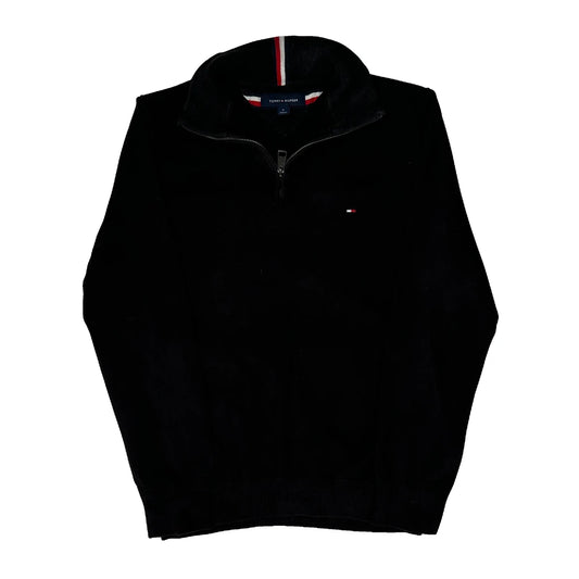 Vintage Tommy Hilfiger 1/4 Zip - Medium Black Cotton Blend