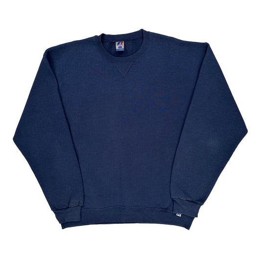 Russell Athletic Sweatshirt - Large Navy Cotton Blend