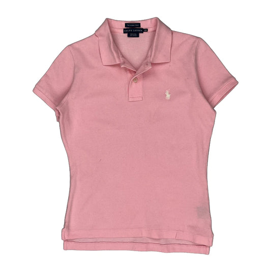 Ralph Lauren Skinny Polo Shirt - Medium Pink Cotton