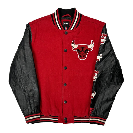 Vintage Chicago Bulls Unk Graphic Varsity Jacket - XL Red Leather