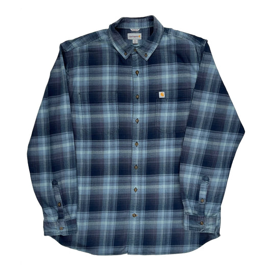 Tall Carhartt Checked Flannel Shirt - XL Blue Cotton