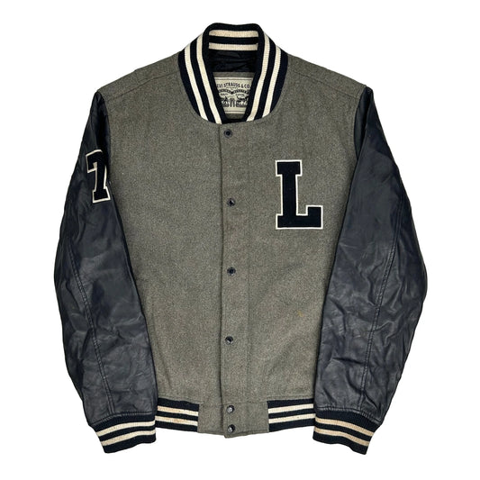 Levis College Varsity Jacket - XL Grey Leather
