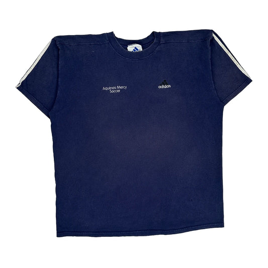 Adidas T-Shirt - Large Navy Cotton