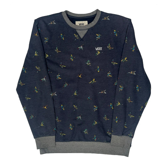 Vans Animal Print Sweatshirt - Large Navy Cotton Blend