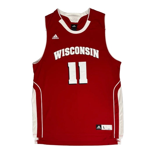 Vintage Wisconsin Adidas College Jersey - Large Red Polyester