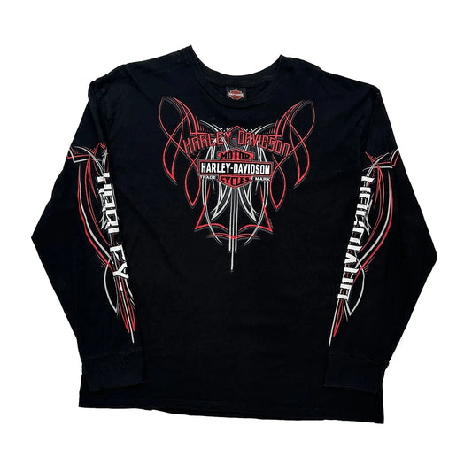 Appleton Wisconsin Harley Davidson Graphic Long Sleeve T-Shirt - 2XL Black Cotton
