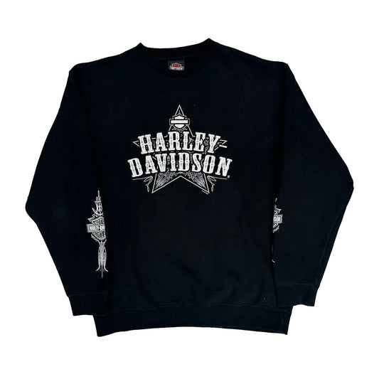Harley Davidson Graphic Sweatshirt - Medium Black Cotton