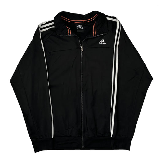 Adidas Striped Track Jacket - Large Black Polyester