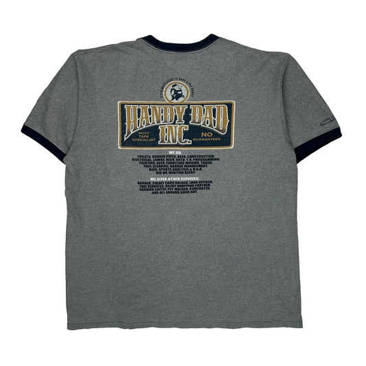 Handy Dad Inc. Crazy Shirt Ringer T-Shirt - Large Grey Cotton