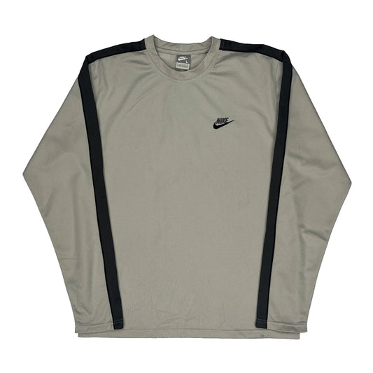 Dri-Fit Nike Long Sleeve T-Shirt - Large Grey Polyester