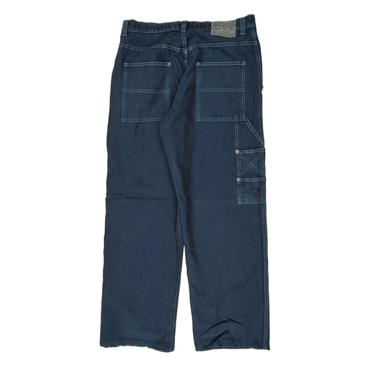Vintage Made In USA 90S Guess Carpenter Trousers - 32W 30L Blue Cotton Blend