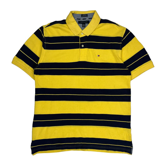 Tommy Hilfiger Striped Polo Shirt - XL Yellow Cotton