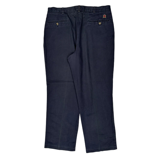 Tommy Hilfiger Pleated Trousers - 36W 30L Navy Cotton