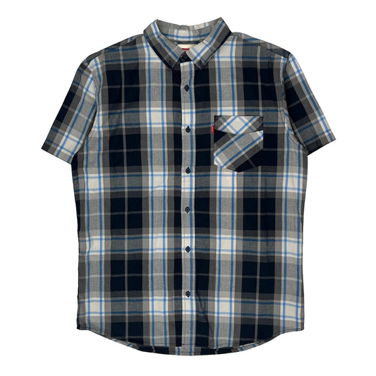 Levis Checked Short Sleeve Shirt - Medium Blue Cotton